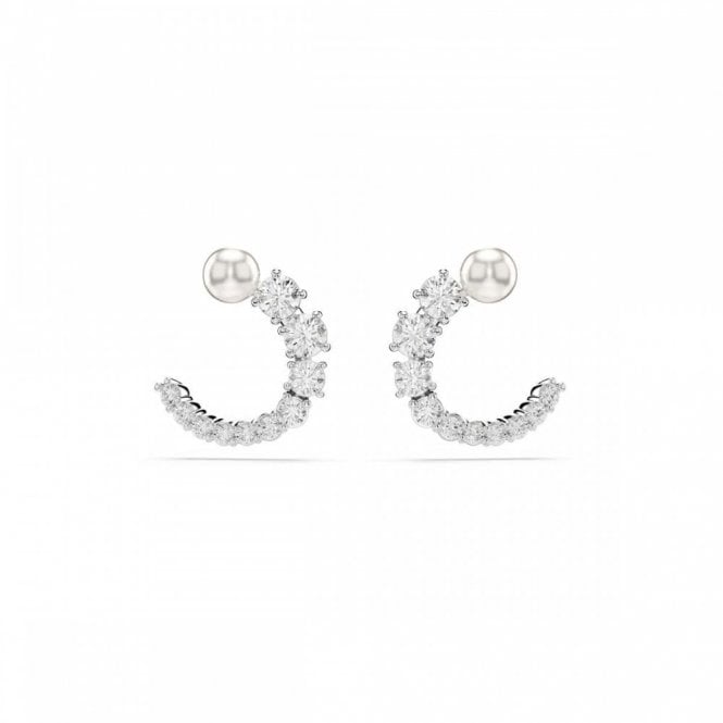 Swarovski Jewellery Swarovski Matrix Crystal & Pearl Hoop Earrings 1.4 x 1.3cm