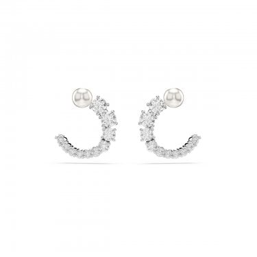 Swarovski Matrix Crystal & Pearl Hoop Earrings 1.4 x 1.3cm