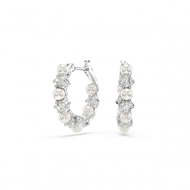 Swarovski Jewellery Swarovski Matrix Crystal & Pearl Hoop Earrings 1.8 x 0.4cm