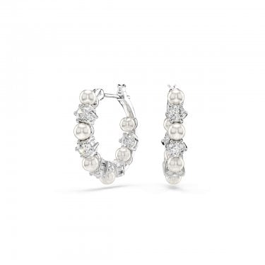 Swarovski Matrix Crystal & Pearl Hoop Earrings 1.8 x 0.4cm