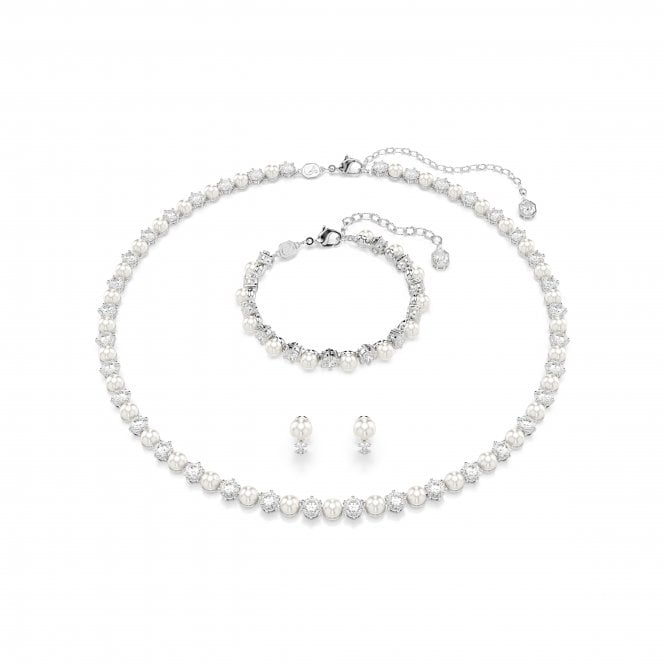 Swarovski Jewellery Swarovski Matrix Crystal & Pearl Necklace, Earrings & Bracelet Set 0.5cm, 42-49cm, 0.5 x 0.5cm, 16.5-21cm 