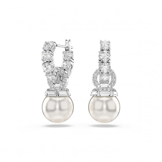 Swarovski Jewellery Swarovski Matrix Crystal & Pearl Round Cut Drop Earrings 2.7 x 1cm