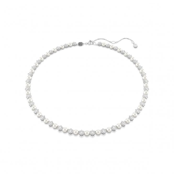 Swarovski Jewellery Swarovski Matrix Crystal & Pearl Tennis Necklace 0.5cm, 41-44cm