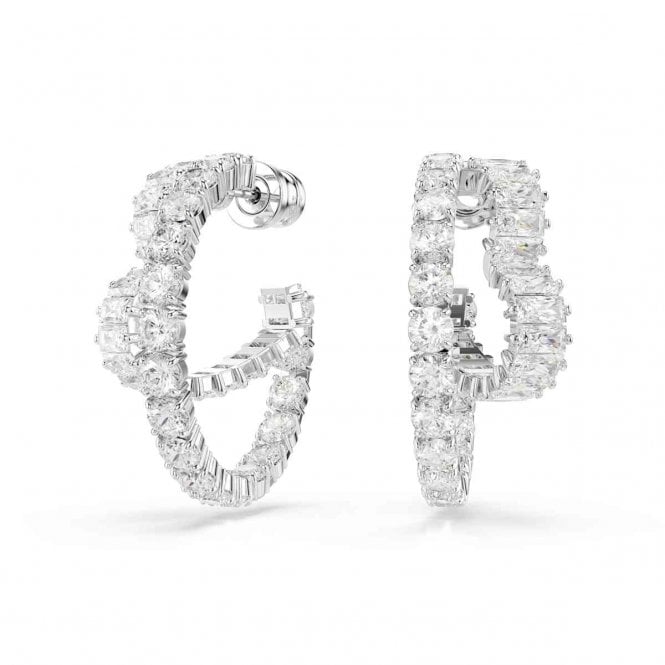 Swarovski Jewellery Swarovski Matrix Mixed Cuts Heart Hoop Earrings 2.8 x 1.3cm