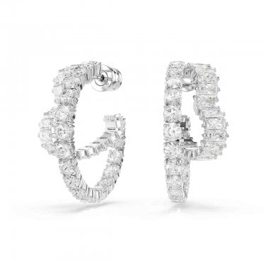 Swarovski Matrix Mixed Cuts Heart Hoop Earrings 2.8 x 1.3cm