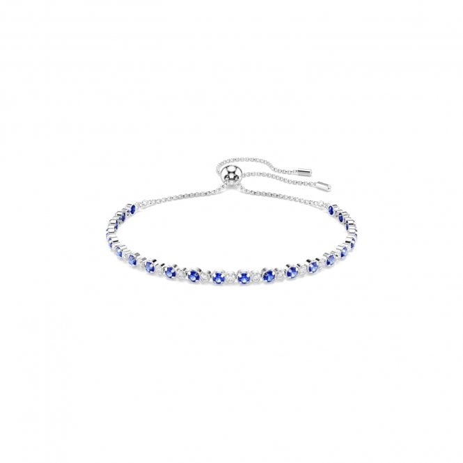 Swarovski Jewellery Swarovski Matrix Mixed Round Cuts Blue Crystal Adjustable Slider Tennis Bracelet 0.3cm, 12-24cm