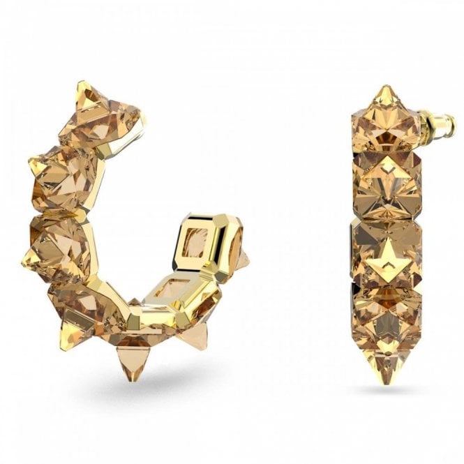 Swarovski Jewellery Swarovski Matrix Pyramid Cut Gold Tone Hoop Earrings 4.5cm  