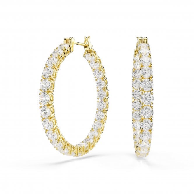 Swarovski Jewellery Swarovski Matrix Round Cut Crystal Gold Tone Hoop Earrings 3.1 x 0.3 x 3.3cm