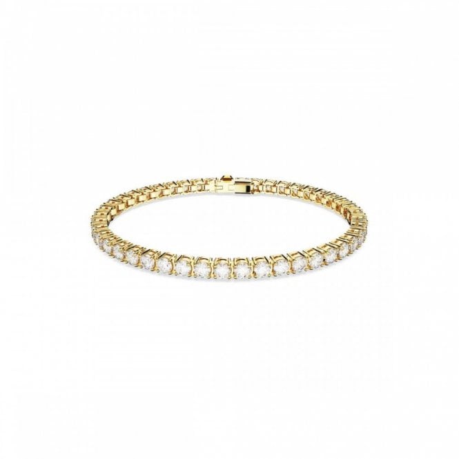 Swarovski Jewellery Swarovski Matrix Round Cut Crystal Gold Tone Tennis Bracelet Long Length 0.4cm, 17.5cm 