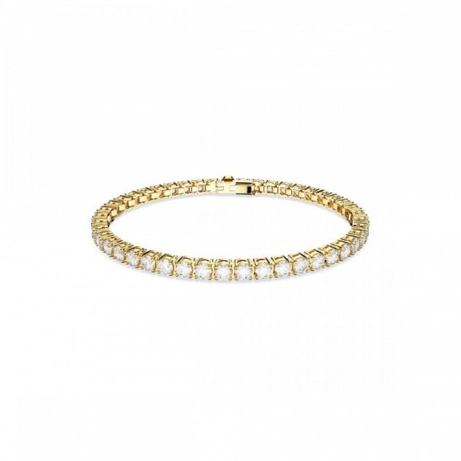 Swarovski Jewellery Swarovski Matrix Round Cut Crystal Gold Tone Tennis Bracelet Medium Length 0.4cm, 16.5cm 