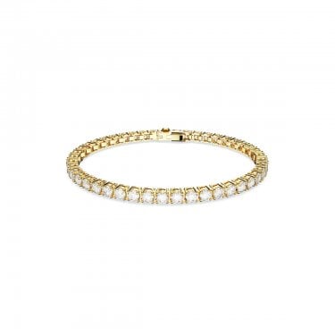 Swarovski Matrix Round Cut Crystal Gold Tone Tennis Bracelet Medium Length 0.4cm, 16.5cm 