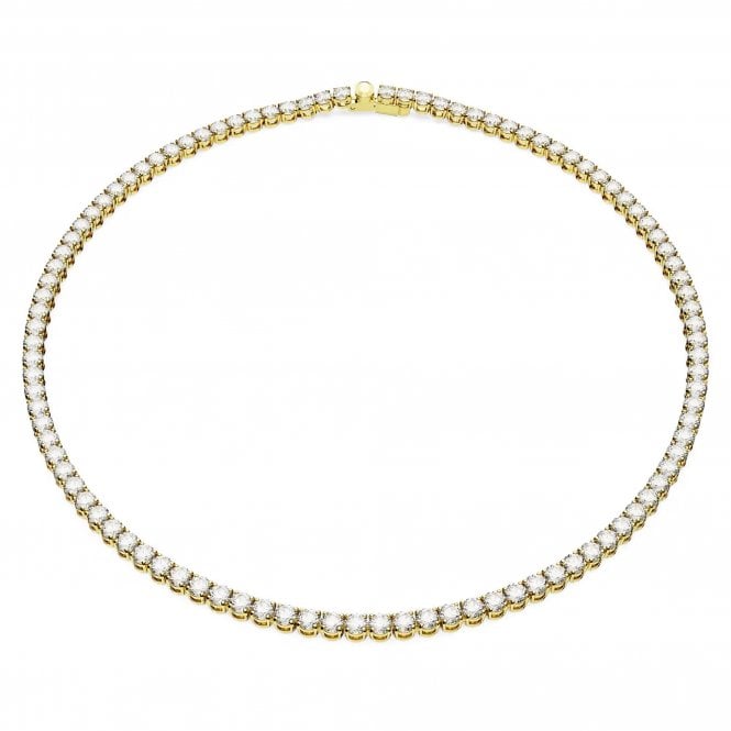 Swarovski Jewellery Swarovski Matrix Round Cut Crystal Gold Tone Tennis Necklace 0.3cm, 41cm 