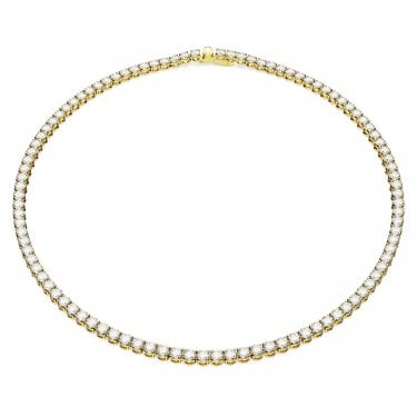 Swarovski Matrix Round Cut Crystal Gold Tone Tennis Necklace 0.3cm, 41cm 
