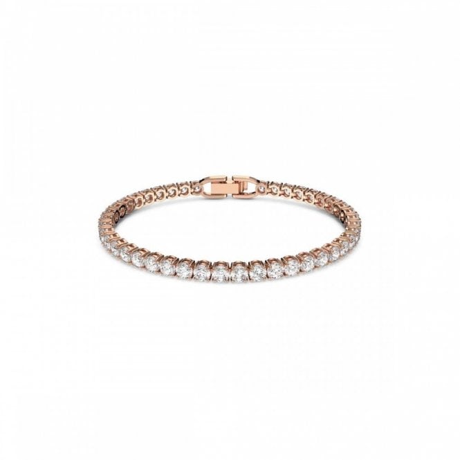Swarovski Jewellery Swarovski Matrix Round Cut Crystal Rose Gold Tone Tennis Bracelet Medium Length 16.5cm 