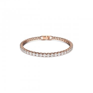 Swarovski Matrix Round Cut Crystal Rose Gold Tone Tennis Bracelet Medium Length 16.5cm 