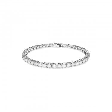 Swarovski Matrix Round Cut Crystal Tennis Bracelet Long Length 0.4cm, 17.5cm 