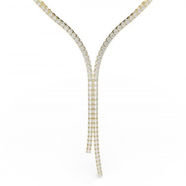 Swarovski Matrix Round Cut Crystal Y Gold Tone Necklace 1.1 x 0.4cm, 36-43cm