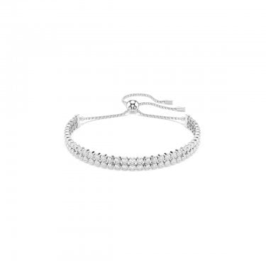 Swarovski Matrix Round Cut Double Row Adjustable Slider Tennis Bracelet 0.4cm, 12-24cm