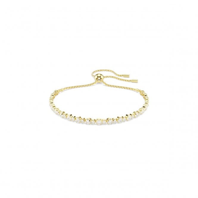 Swarovski Jewellery Swarovski Matrix Round Cut Gold Tone Adjustable Slider Tennis Bracelet 0.2cm, 12 - 24cm  