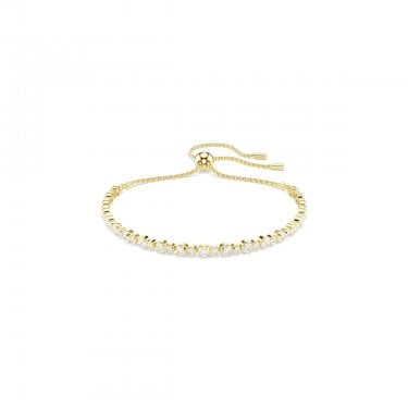 Swarovski Matrix Round Cut Gold Tone Adjustable Slider Tennis Bracelet 0.2cm, 12 - 24cm  
