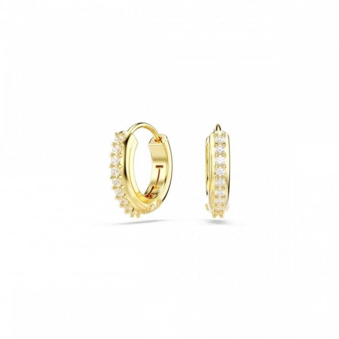 Swarovski Jewellery Swarovski Matrix Round Cut Gold Tone Hoop Earrings 1.1 x 0.3cm