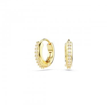 Swarovski Matrix Round Cut Gold Tone Hoop Earrings 1.1 x 0.3cm