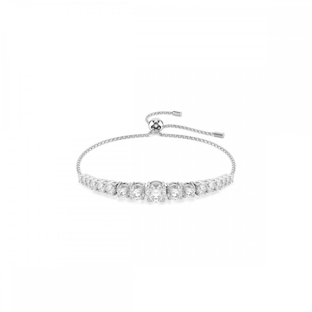 Swarovski Jewellery Women's Silver/White Swarovski Matrix Round Cut Gradient Adjustable Slider Bracelet 6.1 X 0.6Cm, 12-24Cm