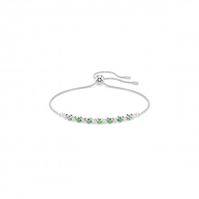 Swarovski Jewellery Swarovski Matrix Round Cut Green Crystal Adjustable Slider Bracelet 0.3 x 4cm, 12-24cm