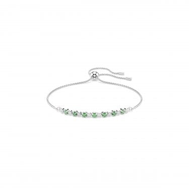Swarovski Matrix Round Cut Green Crystal Adjustable Slider Bracelet 0.3 x 4cm, 12-24cm