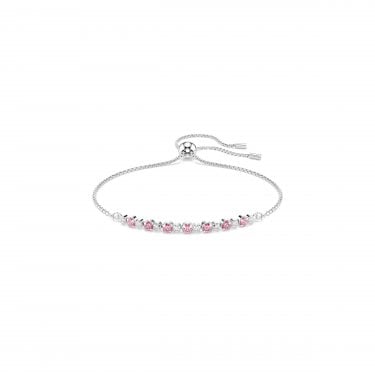 Swarovski Matrix Round Cut Pink Crystal Adjustable Slider Bracelet 0.3 x 4cm, 12-24cm