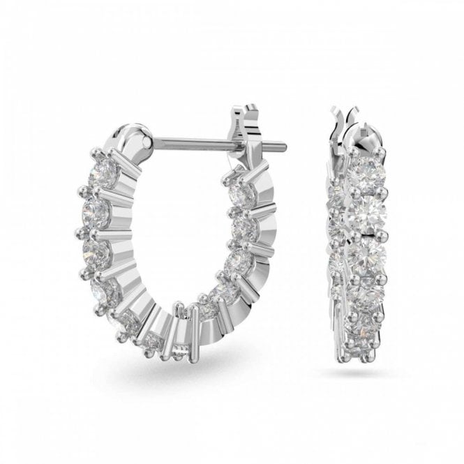 Swarovski Jewellery Swarovski Matrix Vittore Round Cut Crystal Silver Tone Hoop Earrings 1.5 x 0.2cm