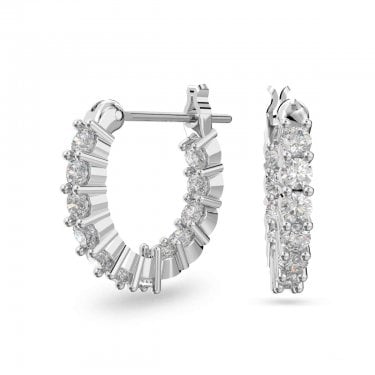 Swarovski Matrix Vittore Round Cut Crystal Silver Tone Hoop Earrings 1.5 x 0.2cm
