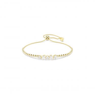 Swarovski Mesmera Mixed Cuts Crystal Gold Tone Adjustable Slider Bracelet 0.6 x 2.4 cm, 12-24cm