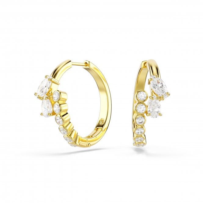 Swarovski Jewellery Swarovski Mesmera Mixed Cuts Crystal Gold Tone Hoop Earrings 2.2 x 0.8 x 1.9cm