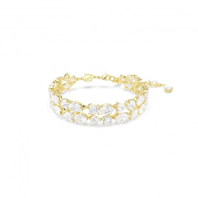 Swarovski Jewellery Swarovski Mesmera Mixed Cuts Double Row Crystal Gold Tone Bracelet 1.2cm, 15.5 - 20.5cm