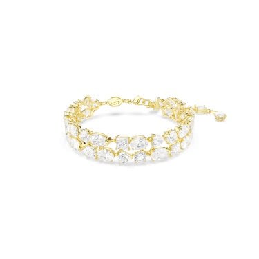 Swarovski Mesmera Mixed Cuts Double Row Crystal Gold Tone Bracelet 1.2cm, 15.5 - 20.5cm