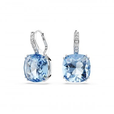 Swarovski Millenia Cushion Cut Blue Crystal Drop Earrings 2.3 x 1.2cm