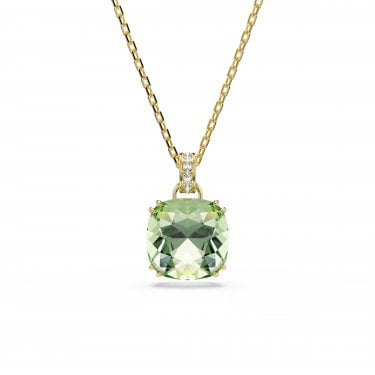 Swarovski Millenia Cushion Cut Green Crystal Gold Tone Necklace 1.9 x 1.2cm, 38-45cm