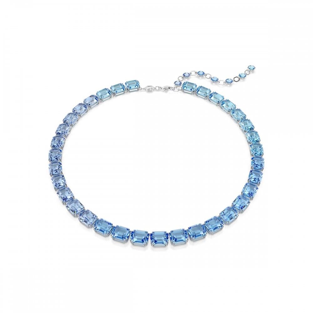 Swarovski Jewellery Women's Blue Swarovski Millenia Octagon Cut Colour Gradient Crystal Tennis Necklace, 38-43Cm 0.8Cm