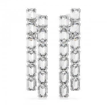 Swarovski Millenia Octagon Cut Crystal Clip On Earrings 5.5 x 1.3cm