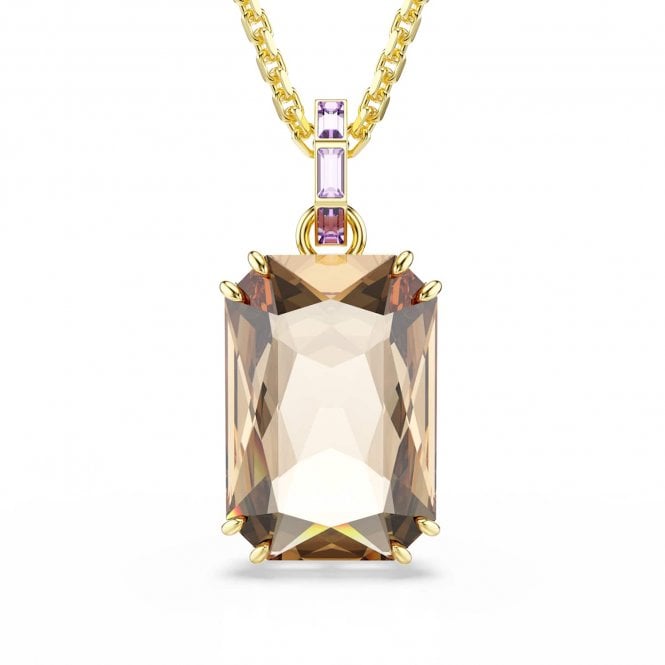 Swarovski Jewellery Swarovski Millenia Octagon Cut Large Caramel Crystal Gold Tone Necklace 4.1 x 1.9cm, 65 - 75cm