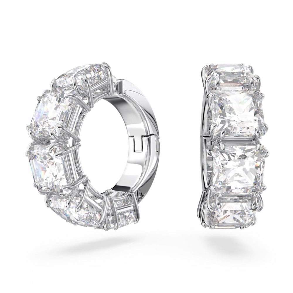 Swarovski Jewellery Swarovski Millenia Square Cut Silver Tone Clip Hoop ...