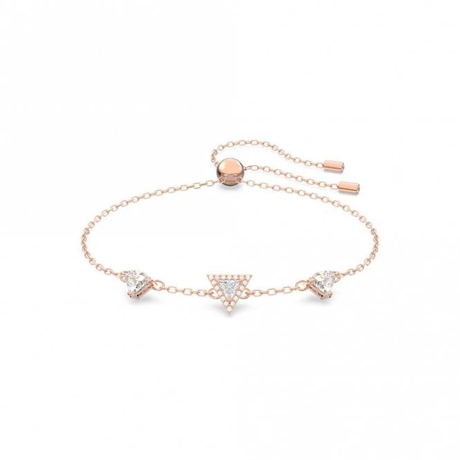 Swarovski Jewellery Swarovski Ortyx Triangle Cut Rose Gold Tone Slider Bracelet 24cm