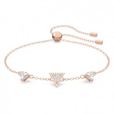 Swarovski Ortyx Triangle Cut Rose Gold Tone Slider Bracelet 24cm