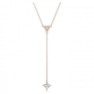 Swarovski Ortyx Y Triangle Cut Rose Gold Tone Nceklace 38-43cm