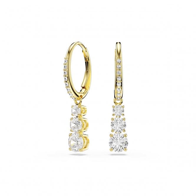 Swarovski Jewellery Swarovski Stilla Attract Round Cut Crystal Gold Tone Hoop Drop Earrings 2.7 x 0.5cm