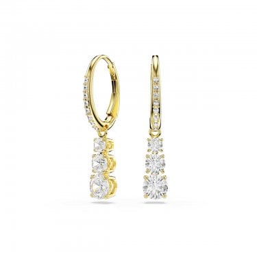 Swarovski Stilla Attract Round Cut Crystal Gold Tone Hoop Drop Earrings 2.7 x 0.5cm