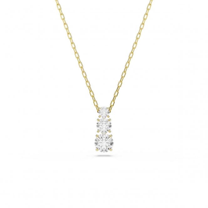 Swarovski Jewellery Swarovski Stilla Attract Round Cut Crystal Gold Tone Necklace 1.5 x 0.5cm, 38 - 45cm 