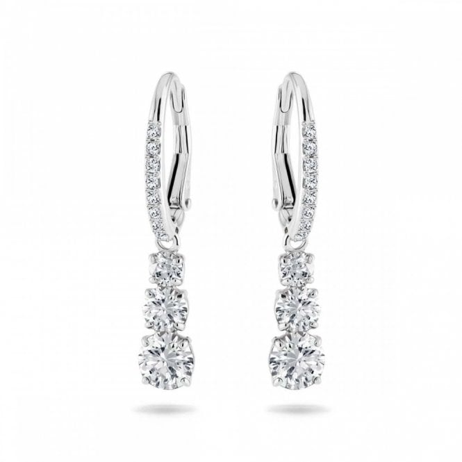 Swarovski Jewellery Swarovski Stilla Attract Round Cut Crystal Hoop Drop Earrings 3 x 0.5cm 