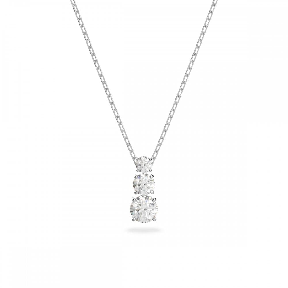 Swarovski Jewellery Silver/White Swarovski Stilla Attract Round Cut Crystal Necklace, 38-43Cm 0.5Cm
